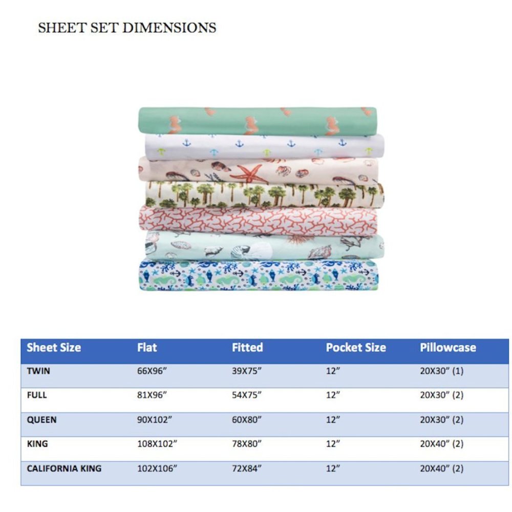 NEW - Microfiber Costal Beach Themed Printed Sheet Set - Oceanside Sea - Picture 3 of 6